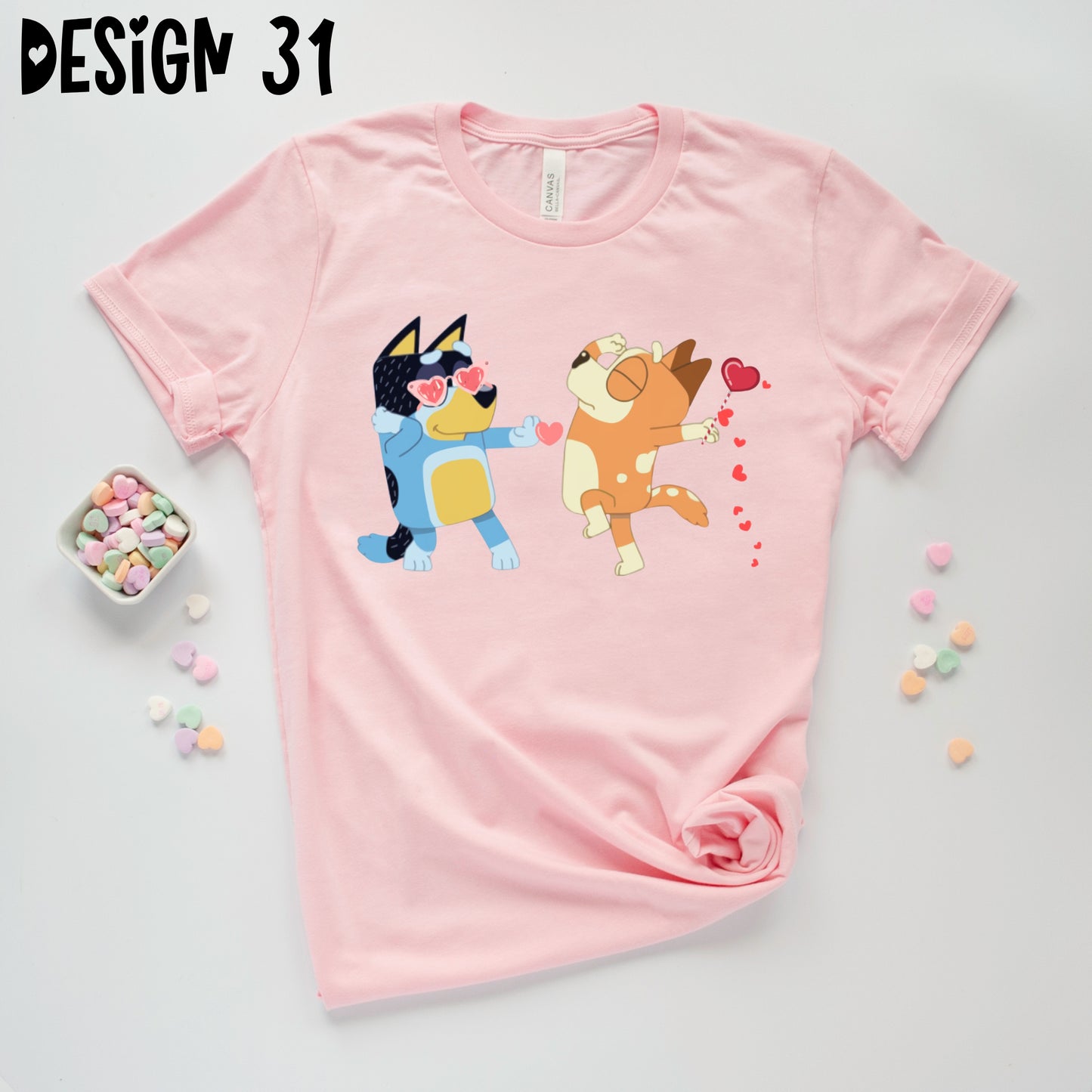 Blue Dog Valentine's Day T-Shirts (Multiple Design Options)