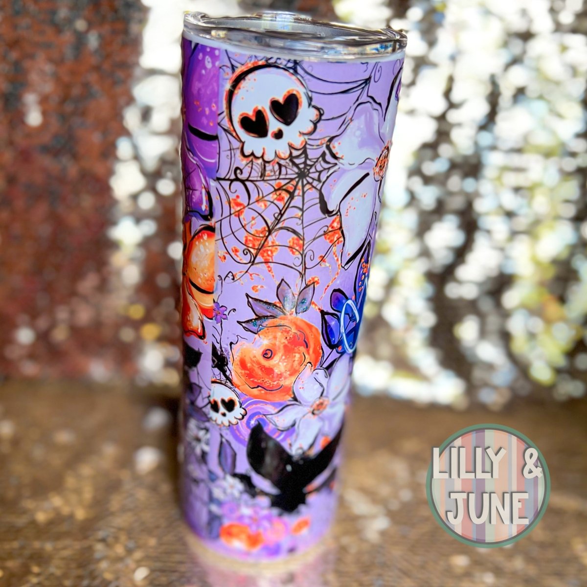 Purple Floral Spooky Vibes Tumbler