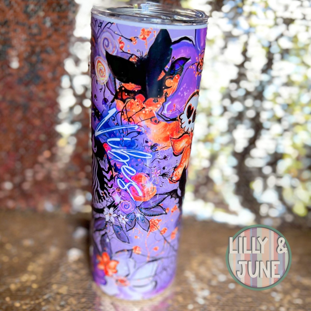 Purple Floral Spooky Vibes Tumbler