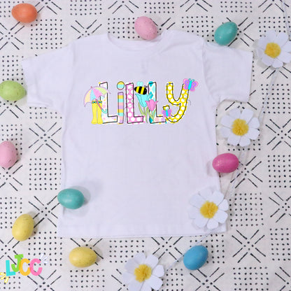 Spring Time Custom Kids Name Tee