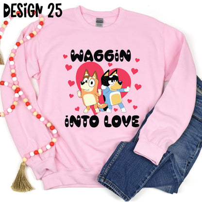 Blue Dog Valentine's Day T-Shirts (Multiple Design Options)