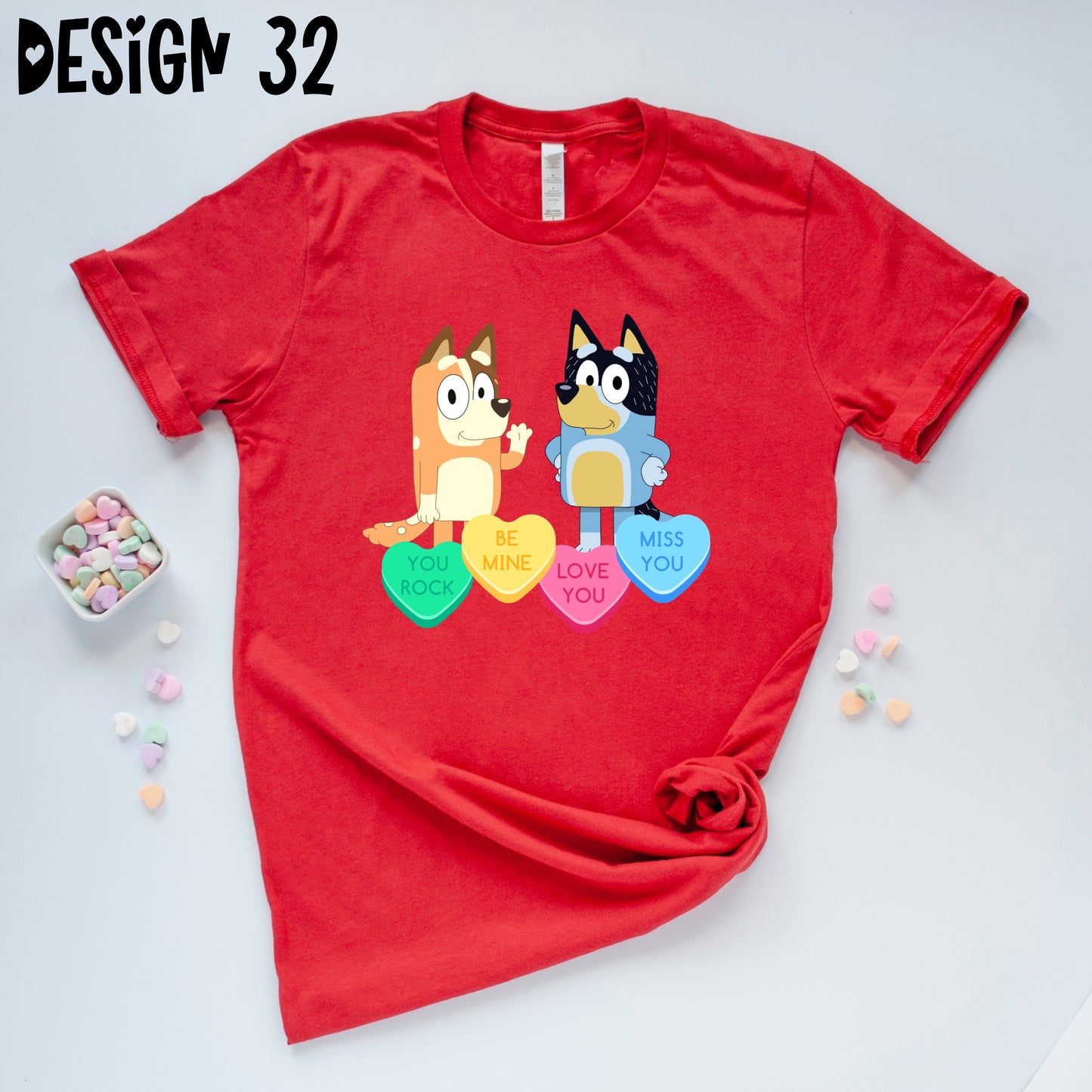 Blue Dog Valentine's Day T-Shirts (Multiple Design Options)