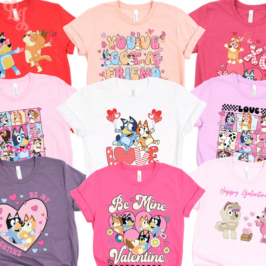 Blue Dog Valentine's Day T-Shirts (Multiple Design Options)