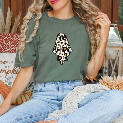 Leopard Print Ghost Comfort Colors Halloween T-Shirt