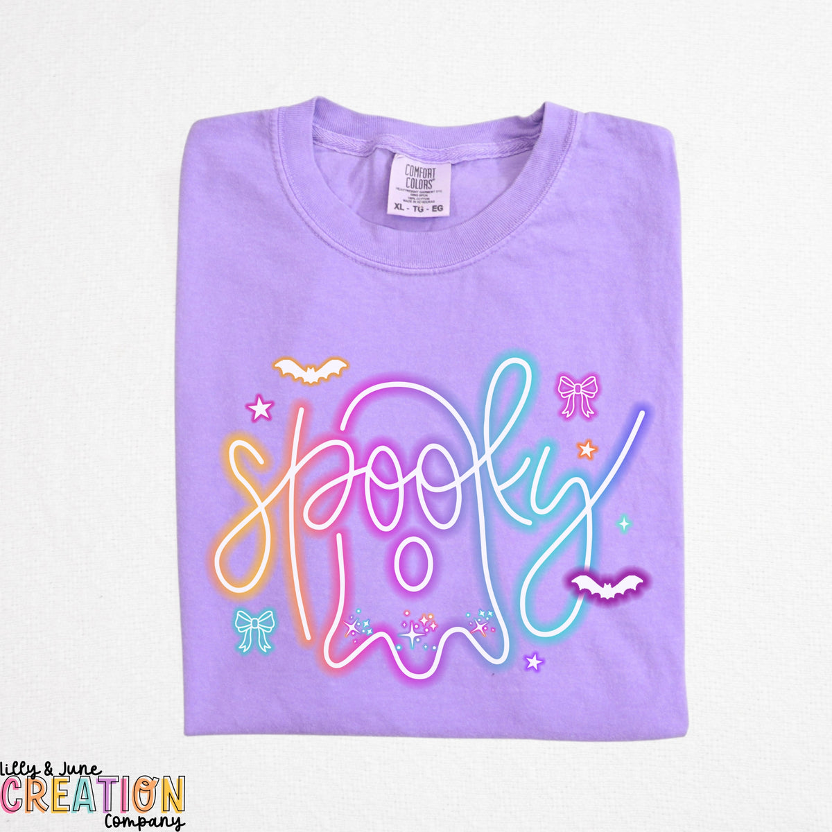 Spooky Neon Ghost Comfort Colors Halloween Shirt