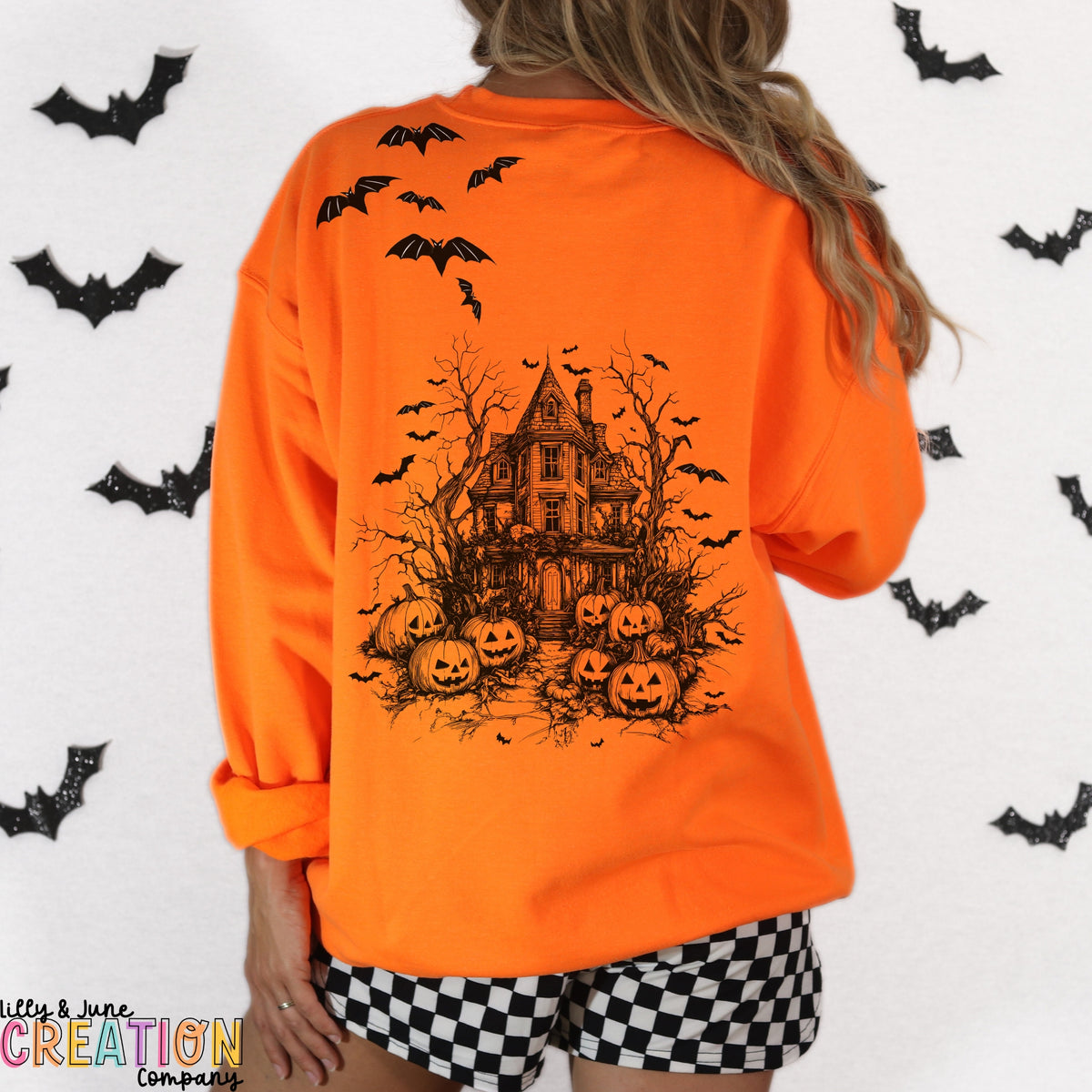 Haunted House & Bats Halloween Sweatshirt