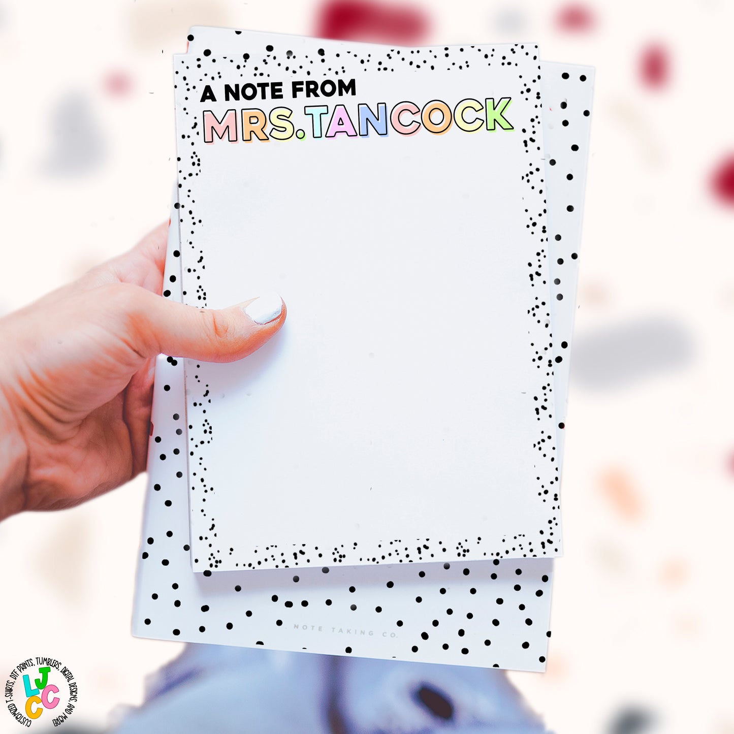 Custom Black PolkaDot Border Notepad