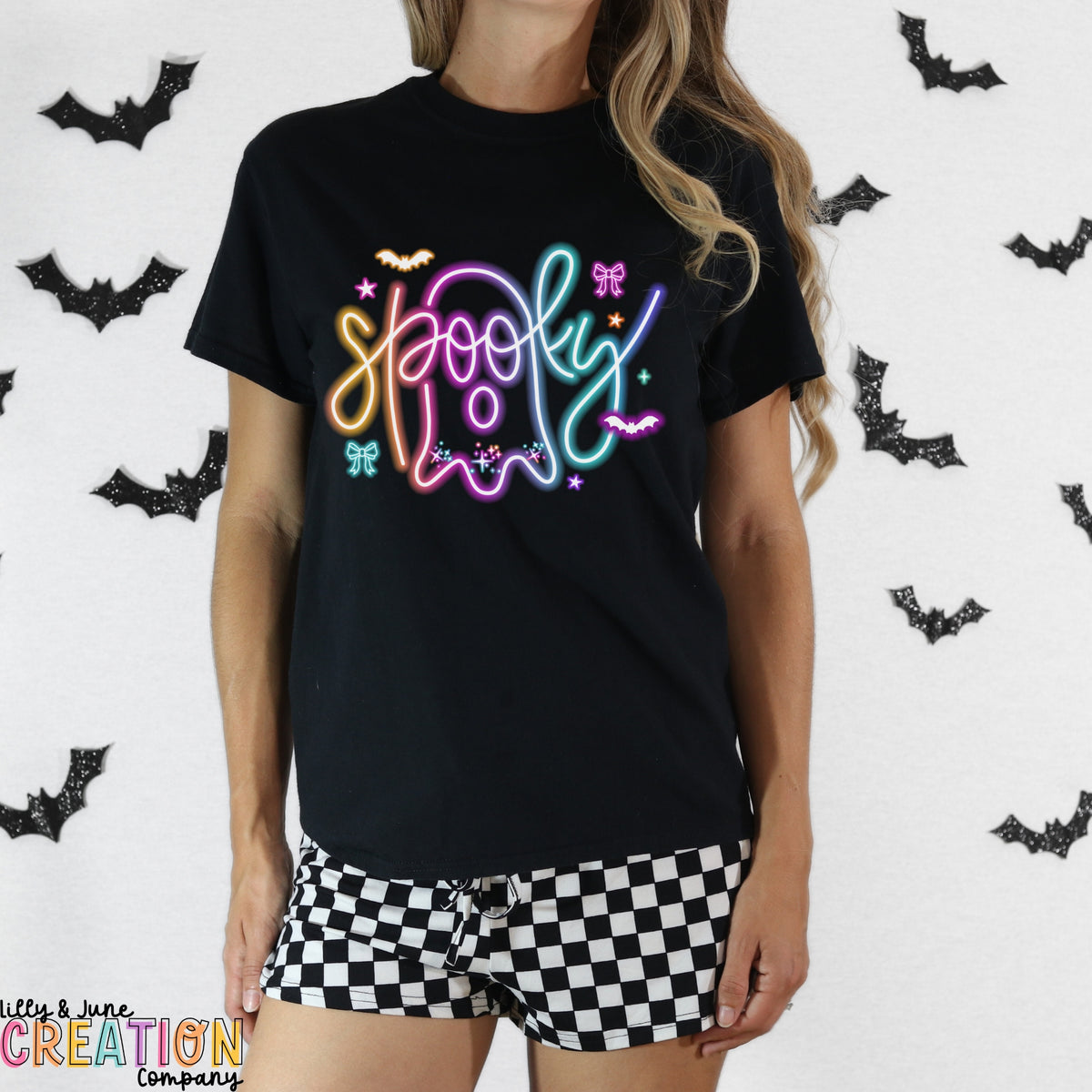 Spooky Neon Ghost Comfort Colors Halloween Shirt