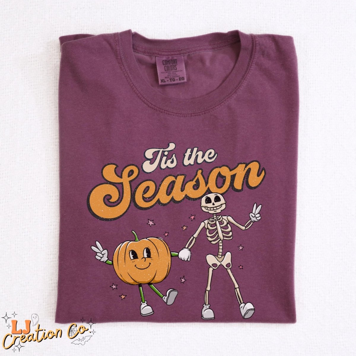 ’Tis the Season Pumpkin & Skeleton Comfort Colors Halloween Shirt