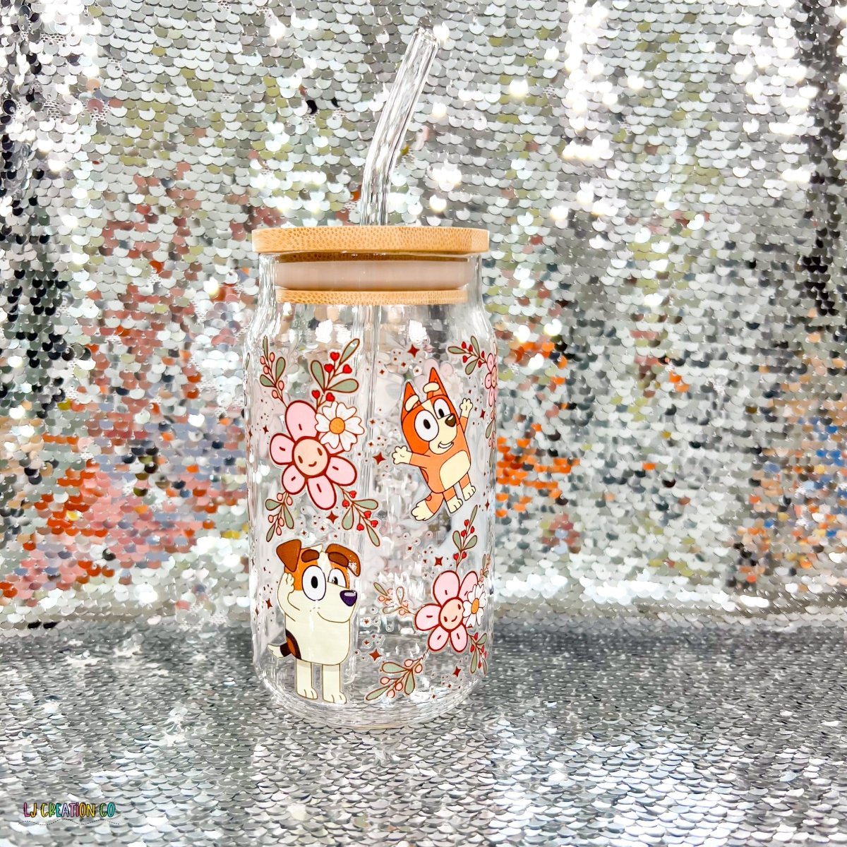 Floral Blue Dog Tumbler
