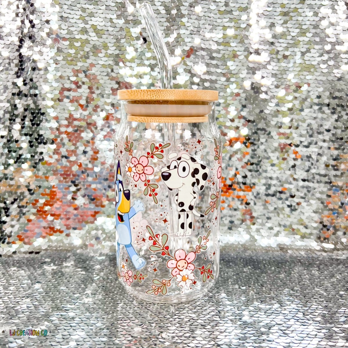 Floral Blue Dog Tumbler
