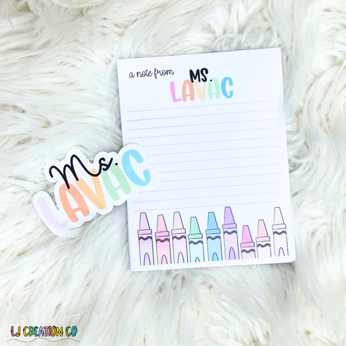 Custom Teacher Pastel Notepad and Stickers